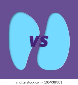 VS screen. Versus card. Papercut effect. Vector illustration.