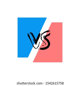 VS screen. Versus sign on divided background. Decorative battle cover with lettering. Vector illustration.