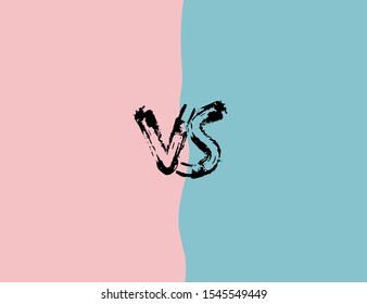 VS screen. Versus sign on divided background. Decorative battle cover with lettering. Vector illustration.