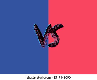 VS screen. Versus sign on divided background. Decorative battle cover with lettering. Vector illustration.