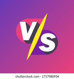 VS screen. Versus sign on divided background. Decorative battle cover with lettering. Template for banner, poster, flyer, brochure, card. Vector illustration.