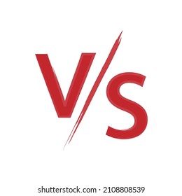 VS sign. Versus icon. Red letters. Creative logotype. Cartoon element. Flat style. Vector illustration. Stock image.