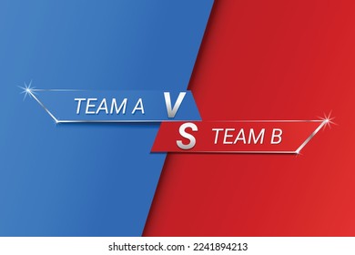 Batalla de VS Sport inferior Equipo A VS Equipo B con ilustración de plantilla Vector de fondo rojo y azul.