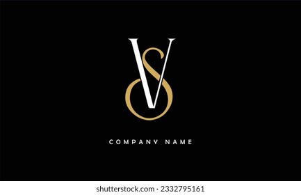  Monograma con el logotipo de las letras abstractas de VS, SV