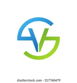 VS SV initial company circle S logo blue green