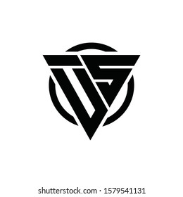 VS SV US SU Triangle Logo Circle Monogram Design Vector Super Hero Concept