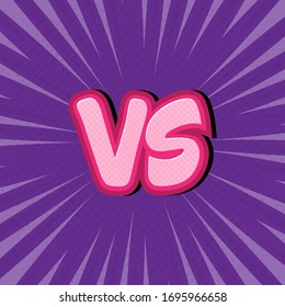 VS symbol with comic style - cute pink text effect