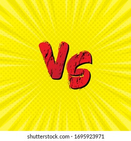 Símbolo VS con estilo cómico. Rojo vs. efecto brocha