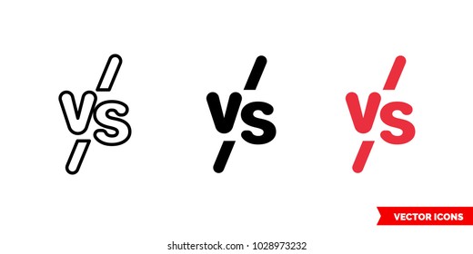 VS Symbol Icon Of 3 Types: Color, Black And White, Outline. Isolated Vector Sign Symbol.