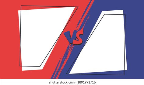 Vs template. Versus comparison blank. Decorative battle cover with lettering. Vector color illustration with divider and copy space for contestantes. 