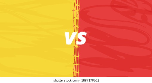 Vs template. Versus comparison blank. Decorative battle cover with lettering. Vector color illustration with divider and copy space for contestantes. 