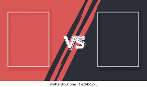 Vs template. Versus comparison blank. Decorative battle cover with lettering. Vector color illustration with divider and copy space for contestantes. 
