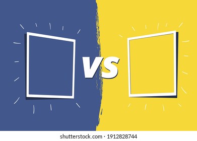 Vs template. Versus comparison blank. Decorative battle cover with lettering. Vector color illustration with divider and copy space for contestantes. 