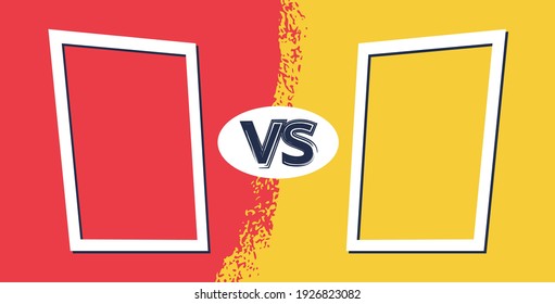 Vs template. Versus comparison blank. Decorative battle cover with lettering. Vector color illustration with divider and copy space for contestantes. 