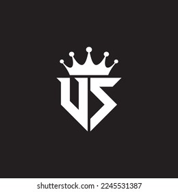 VS or US logo monogram symbol shield with crown shape design vector