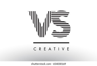 VS V S Black and White Letter Logo Design with Vertical and Horizontal Lines.