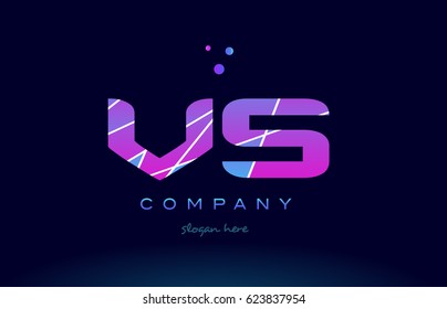 vs v s  creative color blue background pink purple magenta alphabet letter company logo vector icon