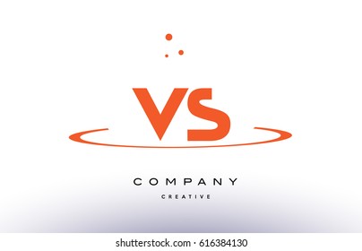 VS V S creative orange swoosh dots alphabet company letter logo design vector icon template