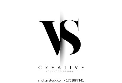VS V S Letter Logo Design with Creative Shadow Cut Vector Illustration Design.