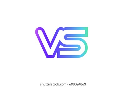 VS V S letter logo combination alphabet vector, creative company icon design template, modern  pink blue contour line art