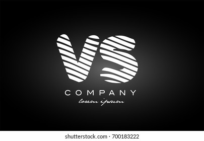 VS V S letter logo combination black white alphabet vector creative company icon design template modern