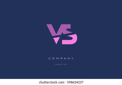 vs v s pink blue pastel modern abstract alphabet company logo design vector icon template letter 