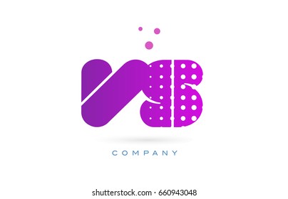vs v s pink dots dotted letter logo alphabet creative company vector icon design template