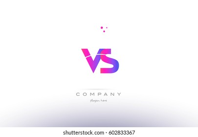 vs v s  pink purple modern creative gradient alphabet company logo design vector icon template