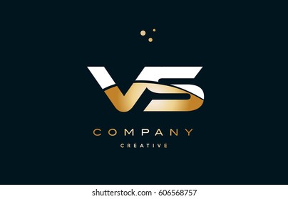 vs v s  white yellow gold golden metal metallic luxury alphabet company letter logo design vector icon template