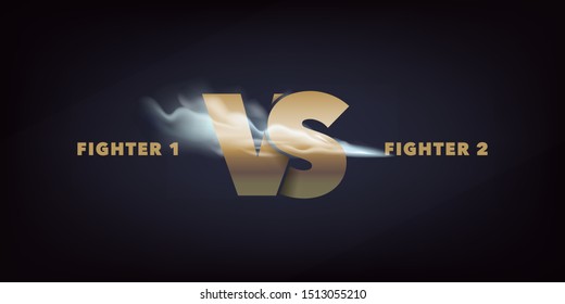 Vs vector icons, sign on isolated background. Template banner with realistic golden versus word and concept design for duel announcement 
