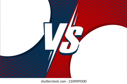 Vs Or Versus Background For Boxing Team Vector And Sport Battle Game Banner Frame Blue Red Color Flat Cartoon Illustration Template, Concept Of Comic Fight Cartoon Duel Screen Design