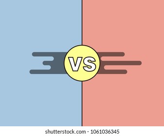 VS versus background in red, blue and yellow for confrontation and opposition concepts. Vector outlined illustration