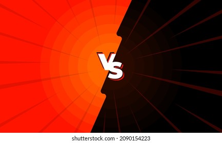 VS contra pantalla negra y roja de batalla. Fondo de la competencia de juegos. Ilustración de vectores