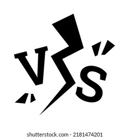 VS Versus battle black silhouette. Vector illustration isolated on white background.