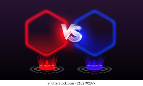 VS Versus Battle headline Modern banner template, Red and Blue shiny background, Fight Game, Game Interface. Vector