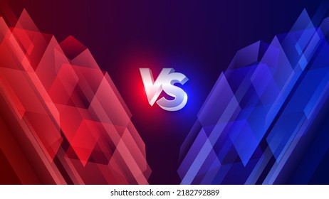 VS Versus Battle headline Modern banner template, Red and Blue shiny background, Fight Game, Game Interface. Vector