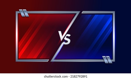 VS Versus Battle headline Modern banner template, Red and Blue shiny background, Fight Game, Game Interface. Vector