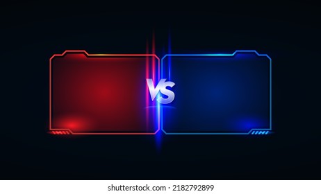 VS Versus Battle headline Modern banner template, Red and Blue shiny background, Fight Game, Game Interface. Vector