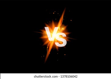 Vs versus battle sport background. Versus fight icon with fire. Vs duel icon. Vector illustration