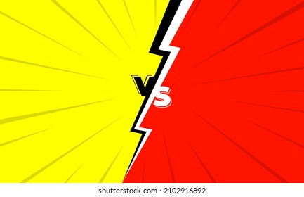 VS versus battle yellow and red screen. Game competition background. Vector eps Illustration