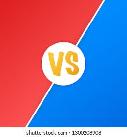 VS Versus Blue and red comic design. Battle banner match, vs letters competition confrontation. Vector stock illustration. 