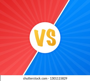 VS Versus Blue and red comic design. Battle banner match, vs letters competition confrontation. Vector stock illustration.