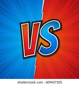 VS, Versus, Blue and red design. Vector illustration.