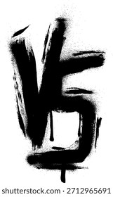 VS Versus Grunge Brush Stroke Spray Drip Vector de dibujo