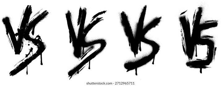 VS gegen Grunge Pinsel Pinselstrich Spray Drip Drawing Vector Set