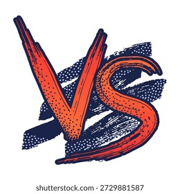 VS Versus Hand Drawn Brush Lettering in Grunge Comic Style