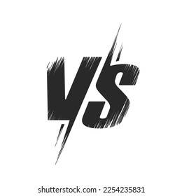 Vs versus icon logo black white vector symbol for fight competition battle sport game grunge drawing and paint brush graffiti logotype sign, modern design mma dirty text clipart, duel compare sketch