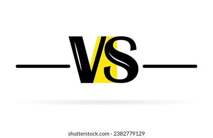 Vs versus icon vector black letters, graphic print letters logo sign for battle fight game, retro vintage style illustration isolated on white background.