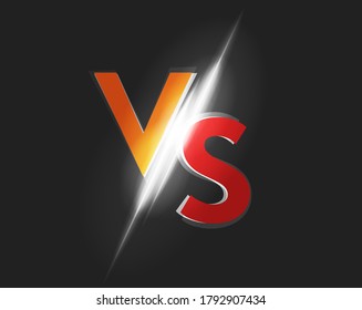 Logotipo vectorial Vs versus ícono para la ilustración del juego de batalla en fondo oscuro