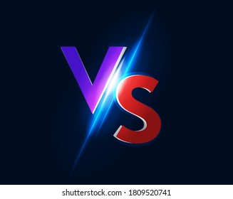 Vs versus icon vector logo for battle fight game illustration on dark glow thunder light background